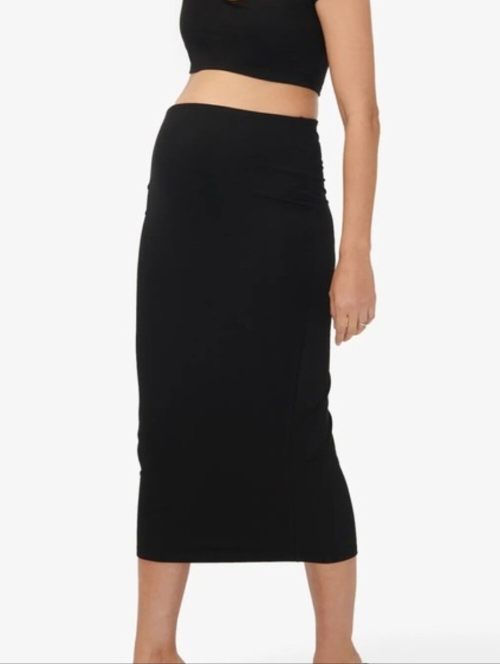 HATCH The Body Midi Skirt Bamboo Maternity Skirt in Black | Women's XL